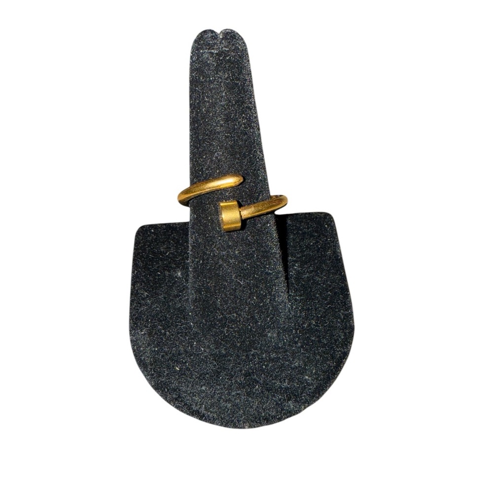 Gold Tone Nail Ring Band Stainless Steel Ring